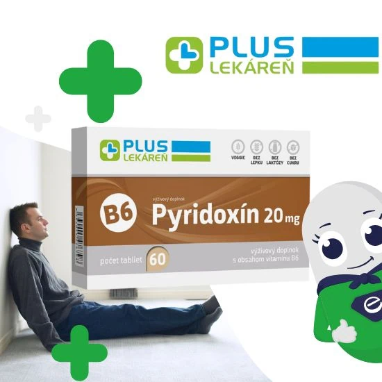 PLUS LEKÁREŇ Pyridoxín 20 mg (vitamín B6) 60 tabliet