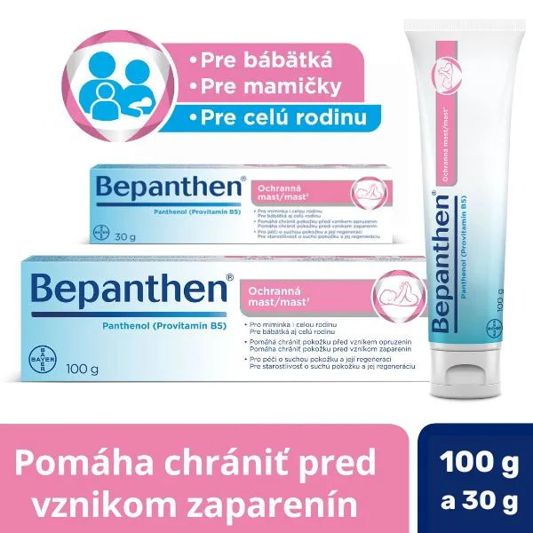 Výhody produktu Bepanthen ochranná masť pre celú rodinu v malom aj veľkom balení