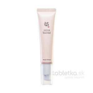 Béžová tuba Beauty of Joseon Ginseng +Retinal očného séra 30ml stojí vzpriamene, má priesvitné viečko a kórejský text.