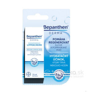 Bepanthen DERMA krém na pery tyčinka s panthenolom 7,5ml, obal so slovenským a nemeckým textom, určený na takéto pery.