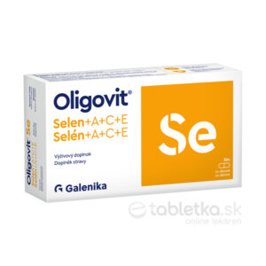 Balenie Oligovit Se (selén + vitamín A, C, E) obsahuje 30 kapsúl určených na denné užívanie.