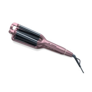 Beurer Vlnkovač na vlasy 4v1 HT 65 je ružovo-čierny elektrický vlnkovač s kliešťami a pripojeným napájacím káblom.
