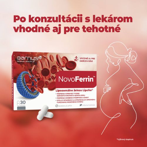 Kapsuly Barny's NovoFerrin vhodné aj pre tehotné ženy - užívanie konzultujte s lekárom