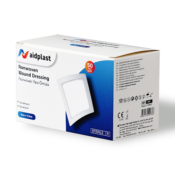 Aidplast priehľadná sterilná náplasť na rany 5x7,5cm, 50 kusov