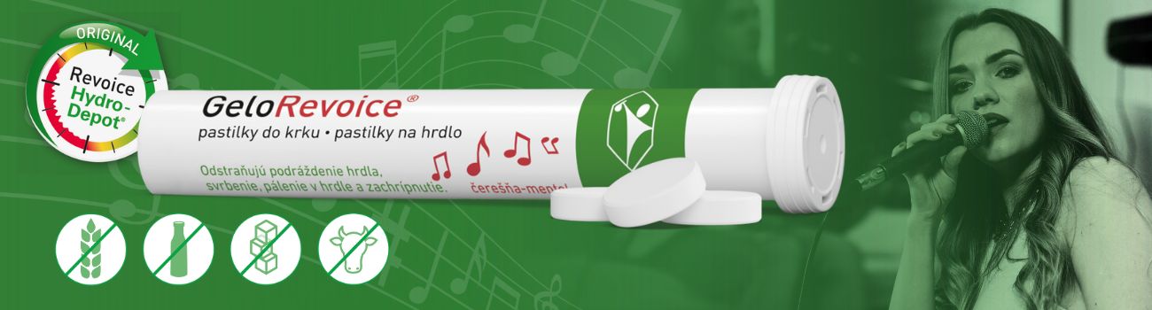 GeloRevoice pastilky na hrdlo - úľava pri bolestivom hrdle a zachrípnutí pri hlasovom preťažení, nachladnutí aj alergiách.