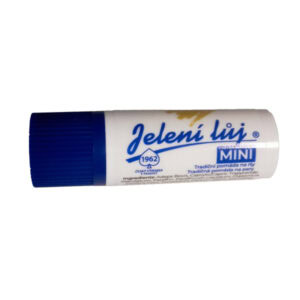 Jelení loj "rtěnkový" pomáda na pery 2,3g s modrým vrchnákom a českým označením je umiestnená na bielom pozadí.