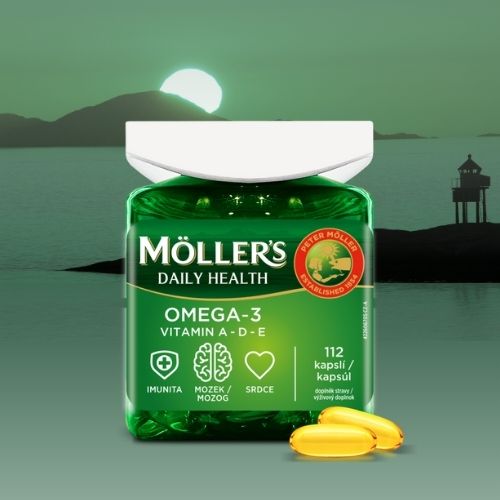 Möller´s Omega-3 Daily Health Rybí olej s vôňou vanilky v kapsulách pre každodennú podporu obranyschopnosti - inovovaný obal