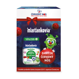 STADA Marťankovia GUMMY Super Imunita & Betaglukán, príchuť malina a čučoriedka 50 želatínových tabliet + darček červený nos