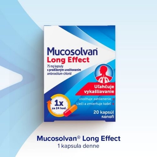 Mucosolvan Long Effect kapsuly obsahujúce liečivo ambroxólium-chlorid
