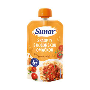 Sunar Špagety s bolonskou omáčkou, zeleninovo-mäsový príkrm 6m+, 120g