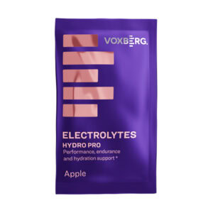 Vrecko VOXBERG Elektorlyty HYDRO PRO s hmotnosťou 22g a príchuťou pomaranča, určené na podporu hydratácie.