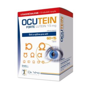 Balenie doplnku Ocutein Forte Lutein 15 mg s grafickým znázornením oka a slovenským textom na obale.