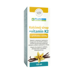 PLUS LEKÁREŇ Kalciový sirup s vitamínom K2 s príchuťou vanilky 150ml