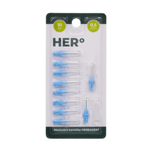 HERBADENT HERo ELECTRA medzizubná kefka 0,5mm nadstavce, modré 10ks
