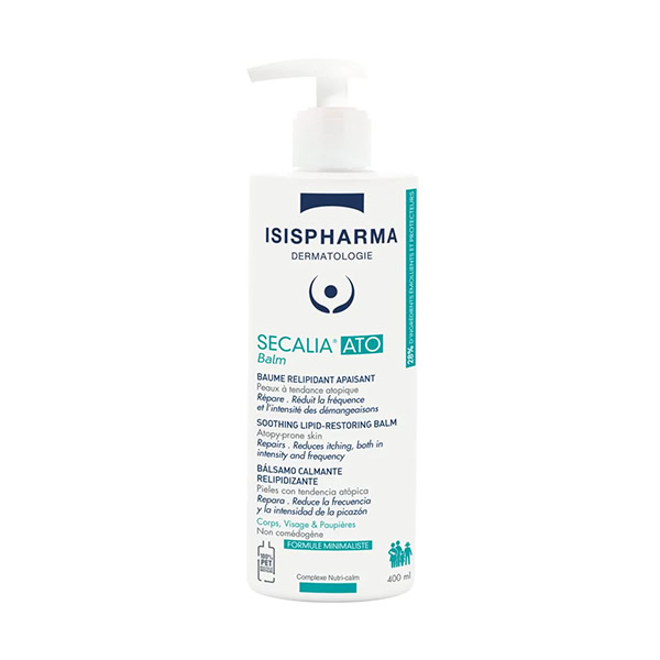ISISPharma SECALIA ATO relipidačný balzam 400ml s pumpičkou, vhodný na suchú a atopickú pokožku.