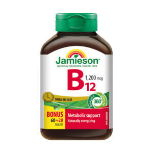 Jamieson Vitamín B12 METYLKOBALAMÍN 1200μg s postupným uvoľňovaním 60+20tbl