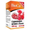 Krabica BioCo Vitamín C RETARD 500 mg so šípkami, obrázkom hodín na obale a informáciami o produkte v maďarčine.